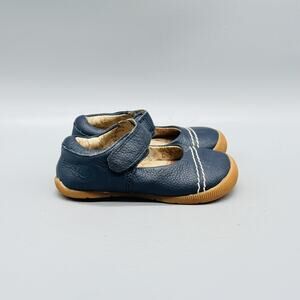 Livie & Luca Shoes Girls 5 Blue Leather Mary Jane Hook & Loop Casual Flats
